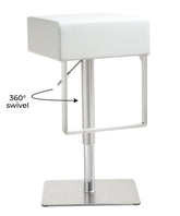 Seville White Performance Vegan Leather and Stainless Steel Adjustable Barstool Model: TOV-K3631
